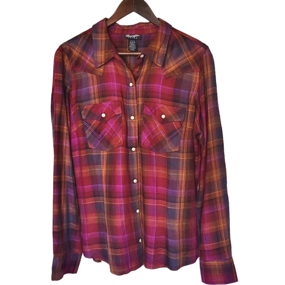Wrangler Tops - Wrangler Retro Bright Button-up Top with Pearl Snap Buttons